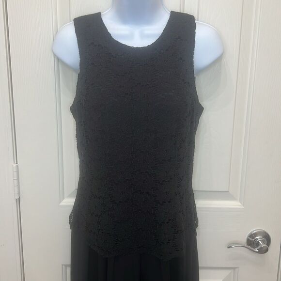 Late Edition Women’s Black Jumpsuit Lace Inset Bodice Sleeveless Wide Leg Sz 8 - Picture 5 of 10